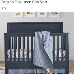 Pottery Barn Belgian Flax Linen Crib Skirt — INDIGO